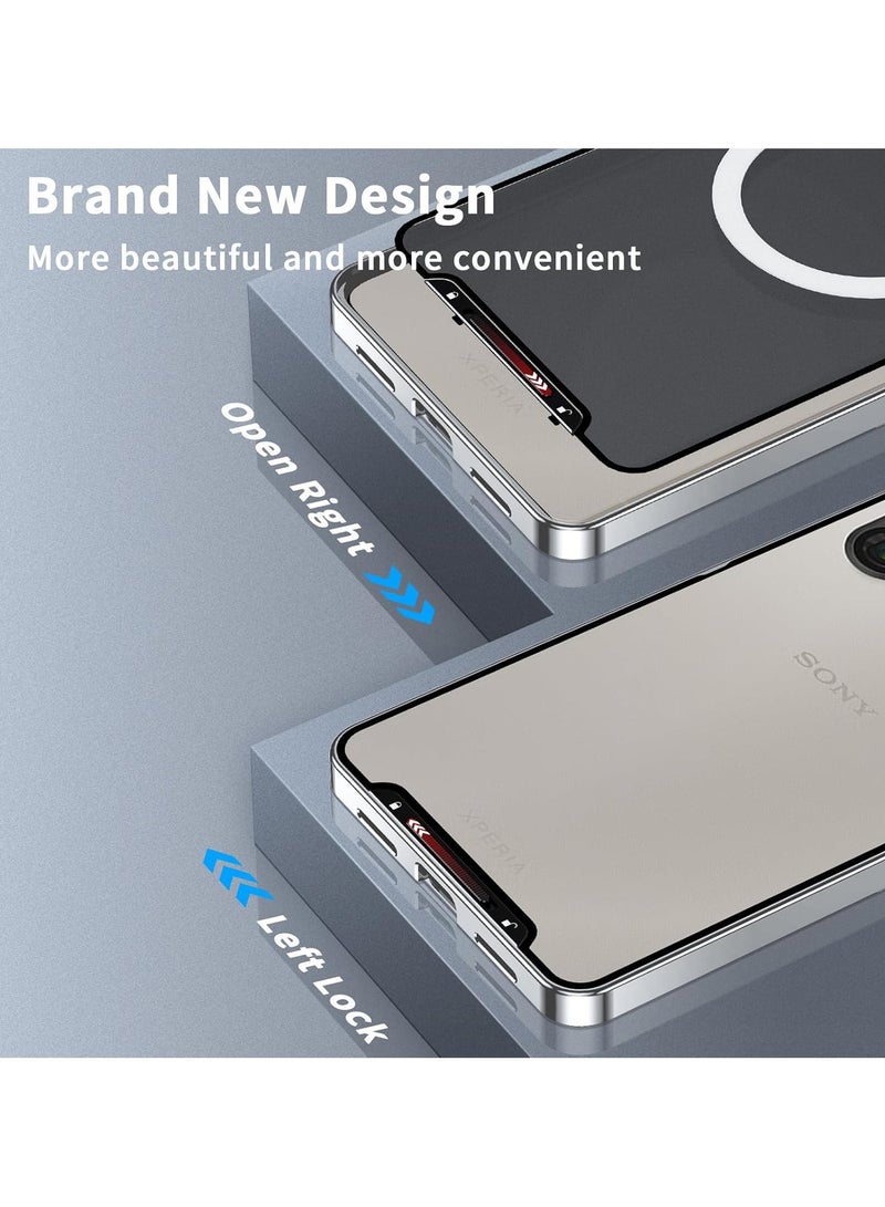 Sony Xperia 1 VI (2024),Magnetic Frosted Anti-Fall Shockproof Case Compatible with Mag-Safe and Wireless Charger,Ultra-Thin Protective Cover with Metal Border - Image 3